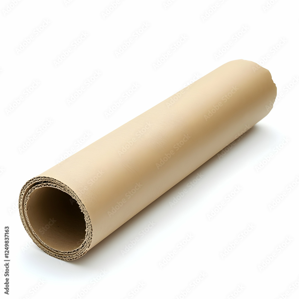 Rolled kraft paper on white background. Packaging material Rolled kraft paper on white background. Packaging material