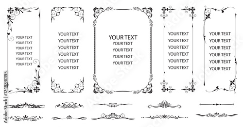 Decorative frames. Isolated border set. Vector set text separators. .eps