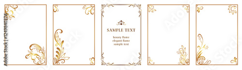 Rectangle Vintage decorative frames. Gold ornate border. Retro ornamental, Isolated vector set.eps