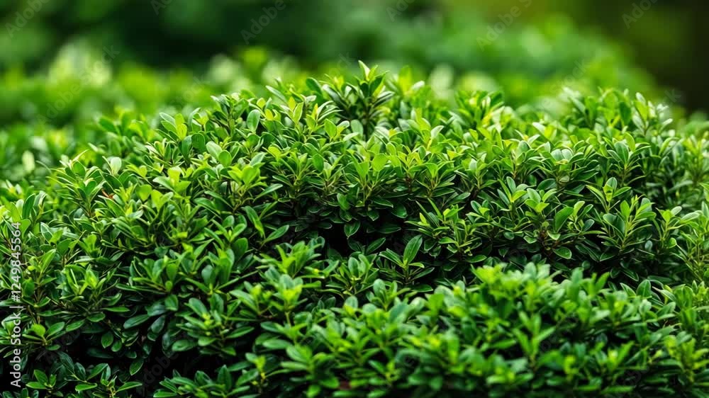 Lush green bushes thriving in sunlight at a garden during midday Lush green bushes thriving in sunlight at a garden during midday