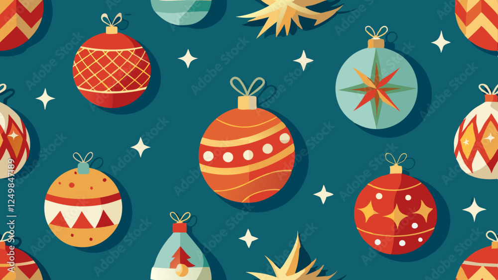 Seamless Christmas pattern various Christmas balls and festive motifs, vector illustration Seamless Christmas pattern various Christmas balls and festive motifs, vector illustration