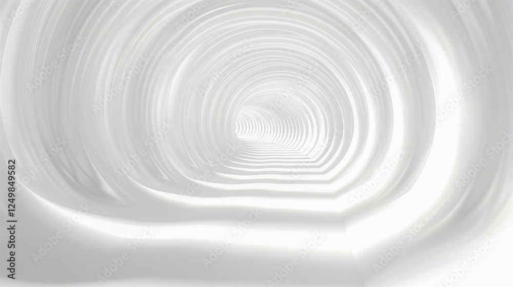 Fototapeta premium Futuristic White Tunnel with Fluid Wave-Like Design..