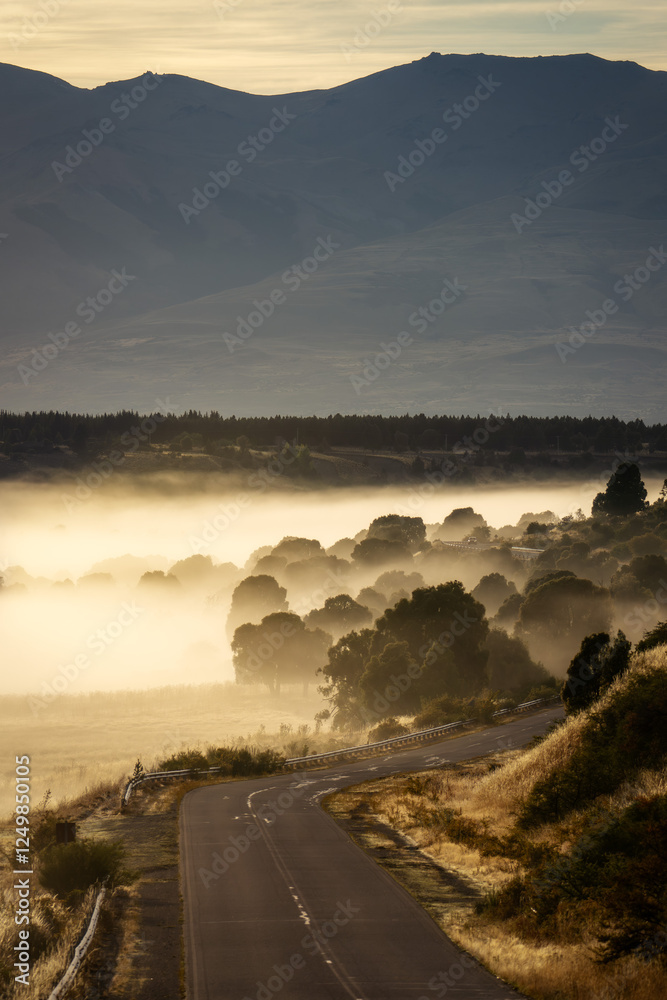 Sunrise and Morning Mist in Esquel Argentina