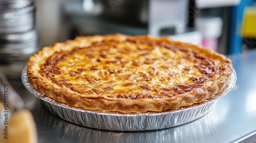 Delicious Homemade Pecan Pie Freshly Baked and Ready to be Served photo