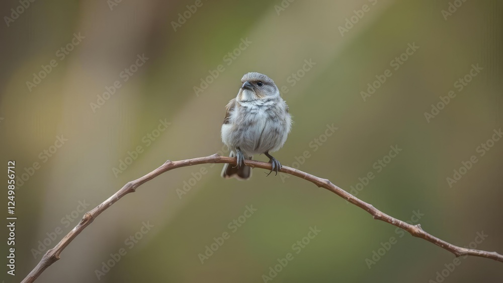 Small bird perched on a thin tree branch, feathers fluffed for balance, landscape, feathers, nature Small bird perched on a thin tree branch, feathers fluffed for balance, landscape, feathers, nature