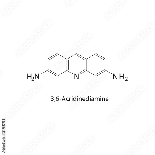 3,6-Acridinediamine skeletal structure.Aromatic Compound compound schematic illustration. Simple diagram, chemical structure. photo