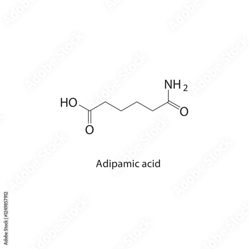 Adipamic acid skeletal structure.Steroid compound schematic illustration. Simple diagram, chemical structure.