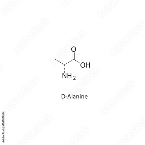 D-Alanine skeletal structure.Chlorinated Compound compound schematic illustration. Simple diagram, chemical structure.