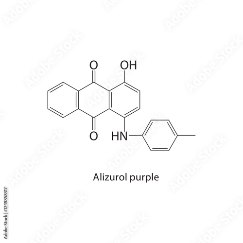 Alizurol purple skeletal structure.Anthraquinone compound schematic illustration. Simple diagram, chemical structure.