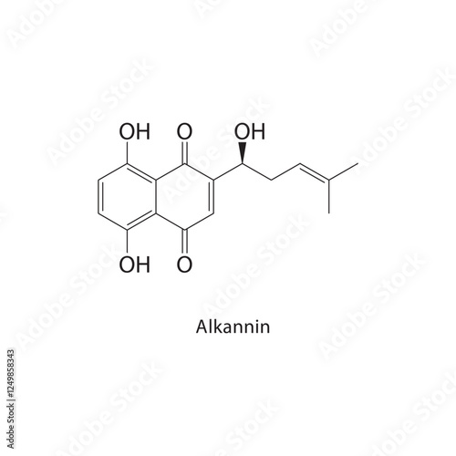Alkannin skeletal structure.Anthraquinone compound schematic illustration. Simple diagram, chemical structure.