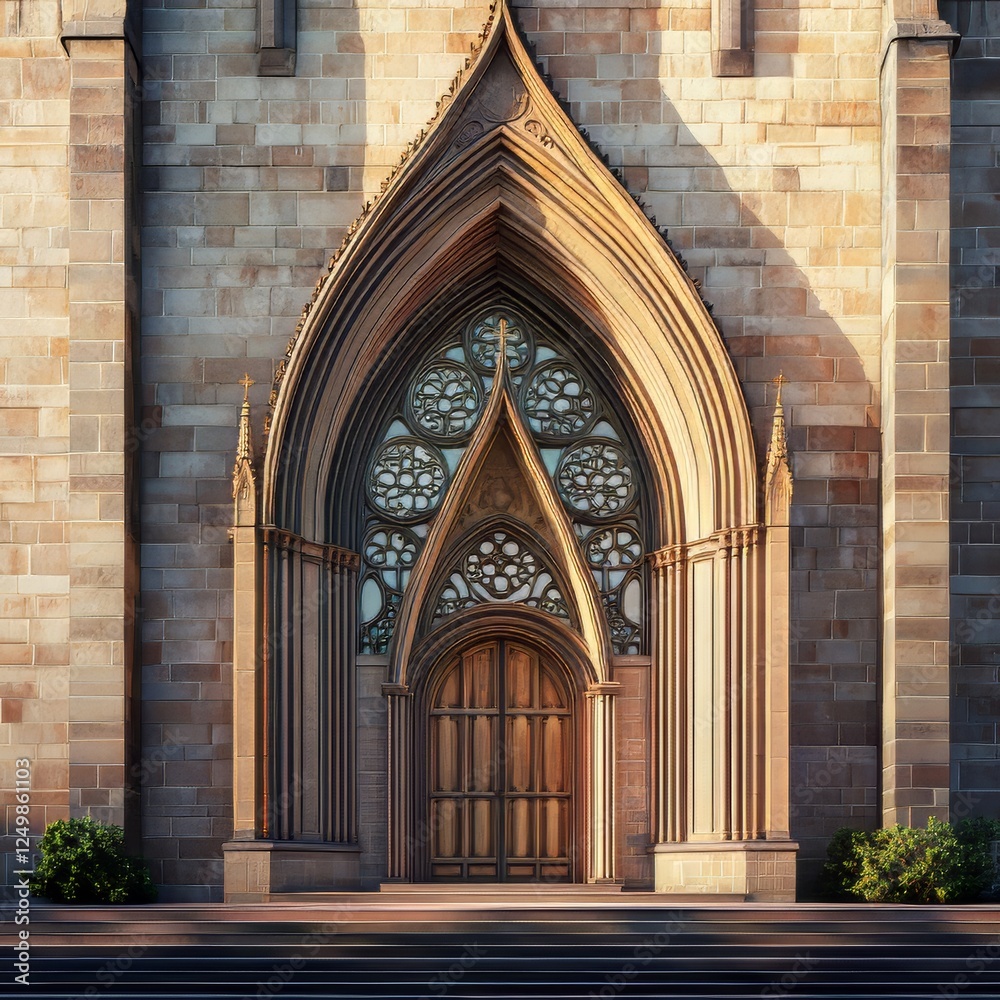 Fototapeta premium Ornate cathedral entrance with gothic features
