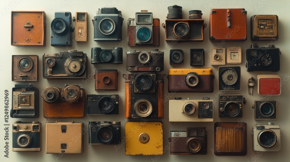 Obraz premium An Array of Classic Vintage Cameras: A Nostalgic Photography Collection