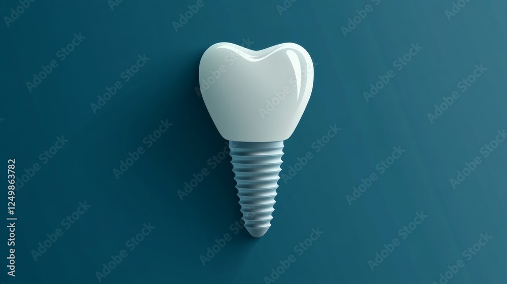 Unique dental implant design showcasing a heart-shaped crown on a blue background ready for use in medical illustrations or presentations