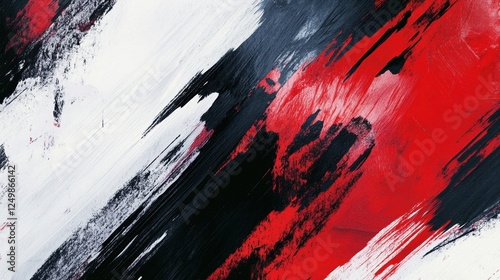 Abstract Red Black and White Acrylic Painting