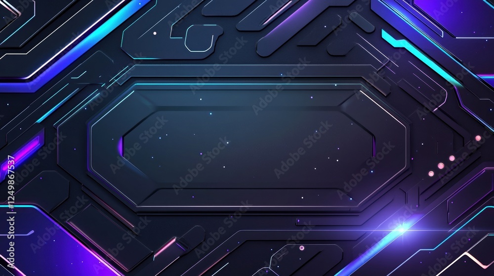 Abstract Futuristic Neon Circuit Panel Design