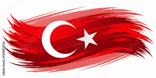 Turkey flag in abstract brush stroke style as vector illustration isolated