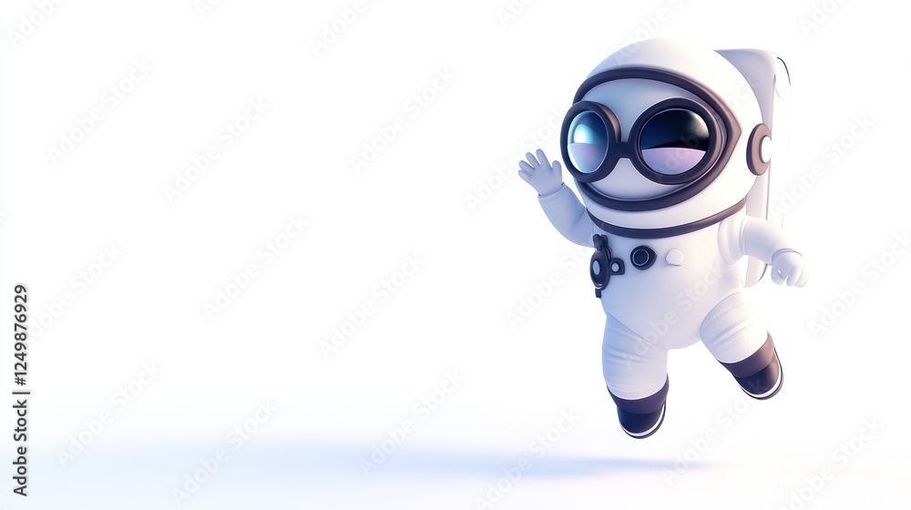 Cute cartoon astronaut floating in space, waving. Cute cartoon astronaut floating in space, waving.