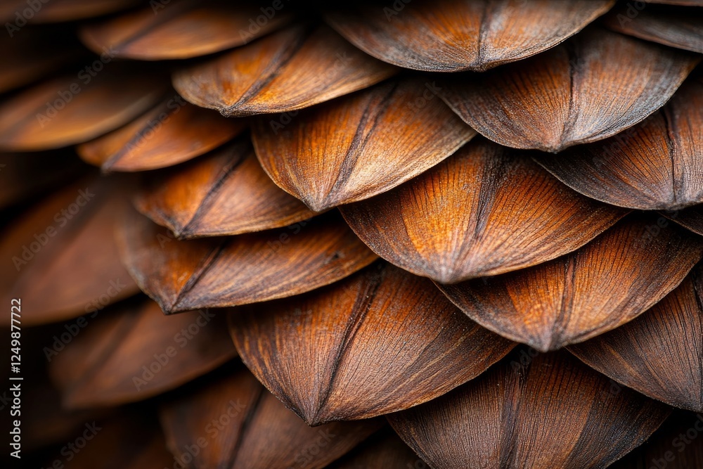 Obraz premium Intricate patterns of natural elements highlight the beauty of a pine cone in a close-up view