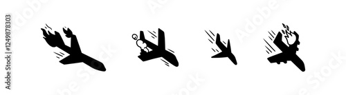 Plane crash icon illustration