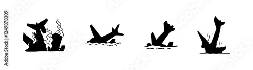Plane crash icon illustration