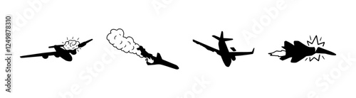 Plane crash icon illustration