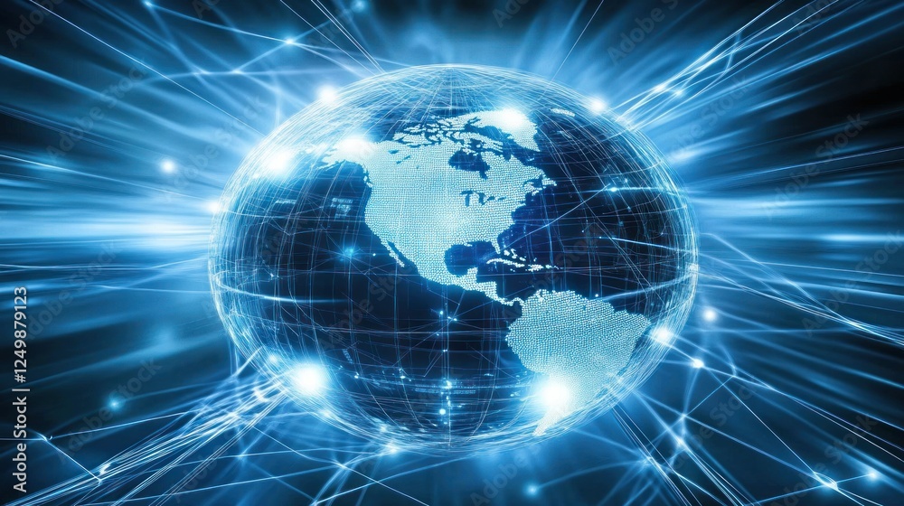 Global traffic using networks and communication links in an abstract Global traffic using networks and communication links in an abstract
