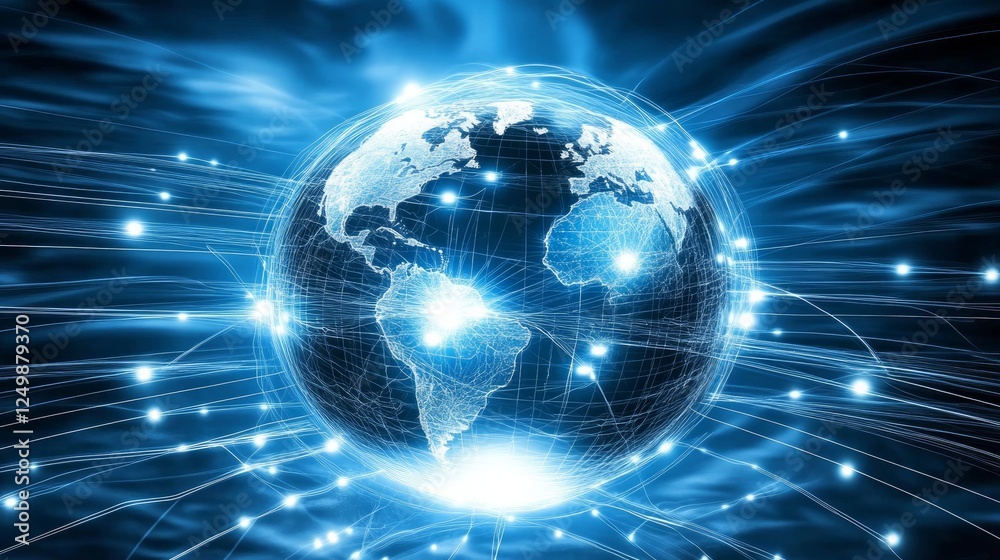 Global traffic using networks and communication links in an abstract Global traffic using networks and communication links in an abstract