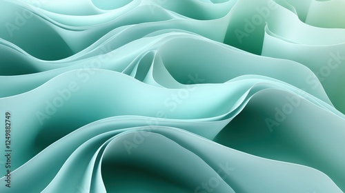 Abstract Teal Paper Wave Abstract Background Design