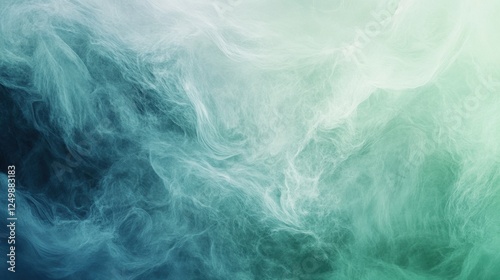 Abstract Teal and White Swirling Cloud Formation