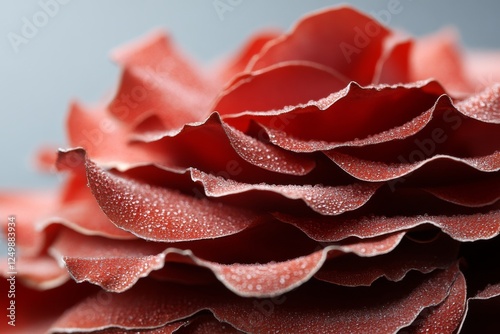 Close-up of vibrant red flower petals highlighting intricate textures and details under soft natural light
