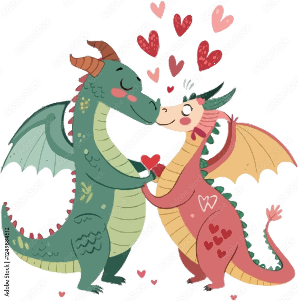 Obraz premium Dragons Couple valentine’s day