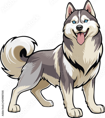 siberian husky dog mascot logo design concept vector illustration white background