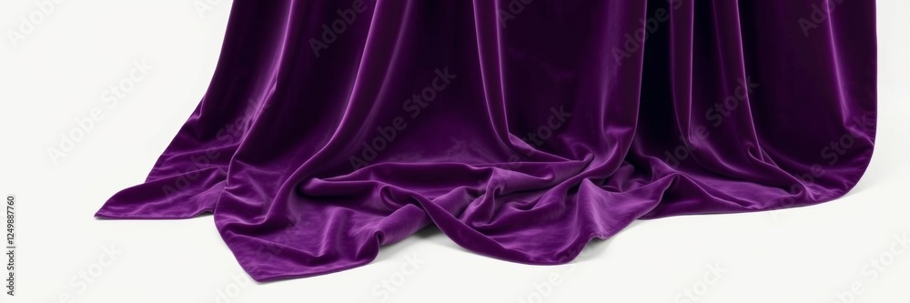 Fototapeta premium Purple velvet fabric draping elegantly with a luxurious mood against a light background