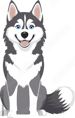 siberian husky dog mascot logo design concept vector illustration white background