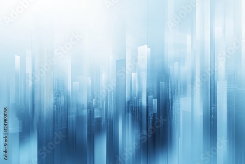 Abstract cityscape, blurred background, blue tones, modern city, futuristic design.