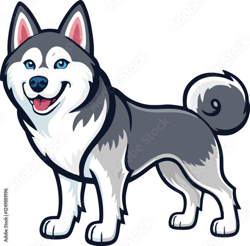 siberian husky dog mascot logo design concept vector illustration white background
