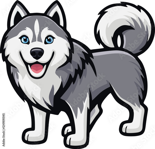 siberian husky dog mascot logo design concept vector illustration white background