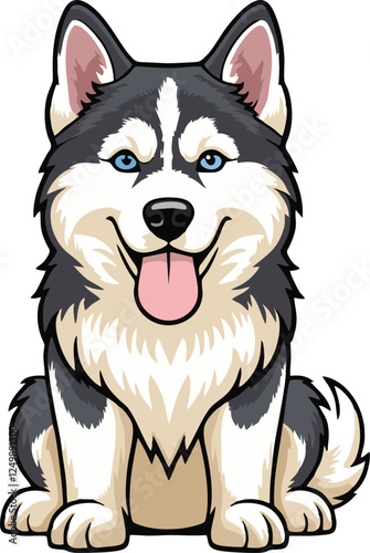 siberian husky dog mascot logo design concept vector illustration white background