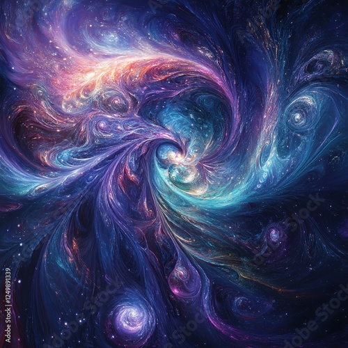 Abstract Cosmic Nebula Swirling Colors and Lights