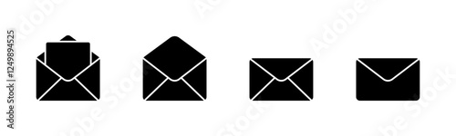 Message envelope icons. Message mail icon set. E-mail envelope icons. Mail sign symbols. Letter paper envelope.