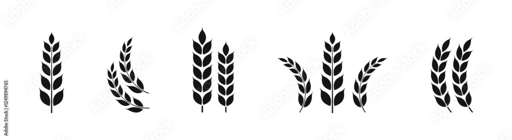 Obraz premium Ears of wheat symbols. Wheat silhouettes. Wheat vector icons