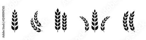 Ears of wheat symbols.  Wheat silhouettes. Wheat vector icons