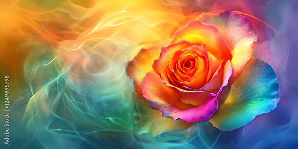 abstract colorful background with roses, ai generated.