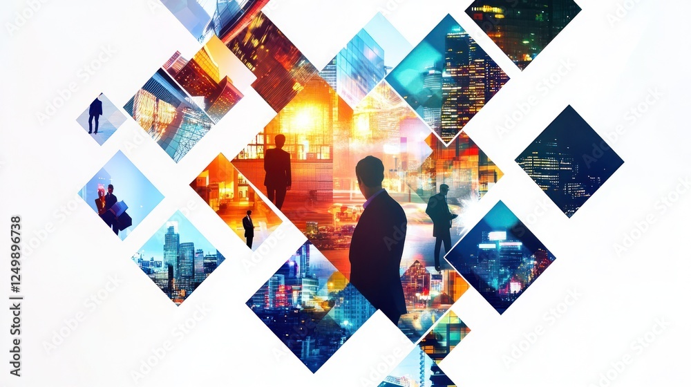Fototapeta premium Cityscape Collage of Business and Urban Life