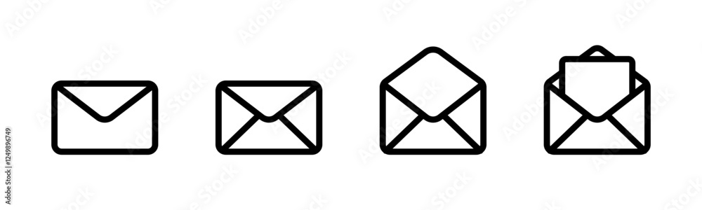 Message mail icon set. E-mail envelope icons. Inbox, sending, opened, received, sent, delivered mail sign symbol. Letter paper envelope. Message envelope icons Message mail icon set. E-mail envelope icons. Inbox, sending, opened, received, sent, delivered mail sign symbol. Letter paper envelope. Message envelope icons