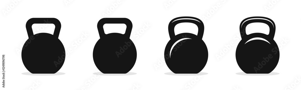 Fototapeta premium Kettlebell icons. Weight icons. Set of different kettlebells. Kettlebell vector illustration. Fitness kettlebell. Vector weight