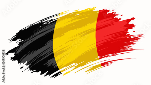 Belgium flag in abstract brush stroke style isolated on white background