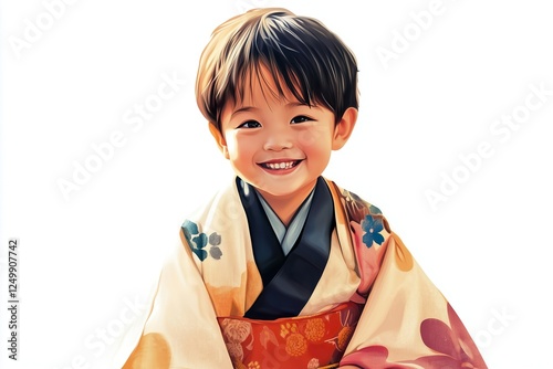 Happy child in traditional clothing during celebration