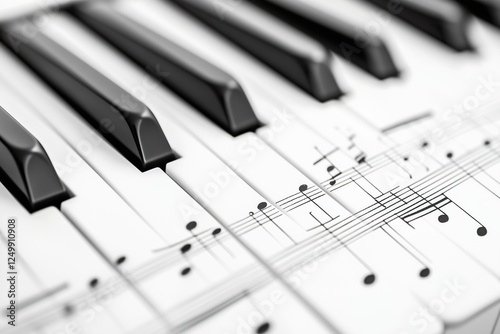 Elegance of piano keys with musical notation