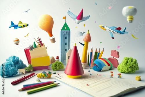 Colorful creative workspace with playful decorations